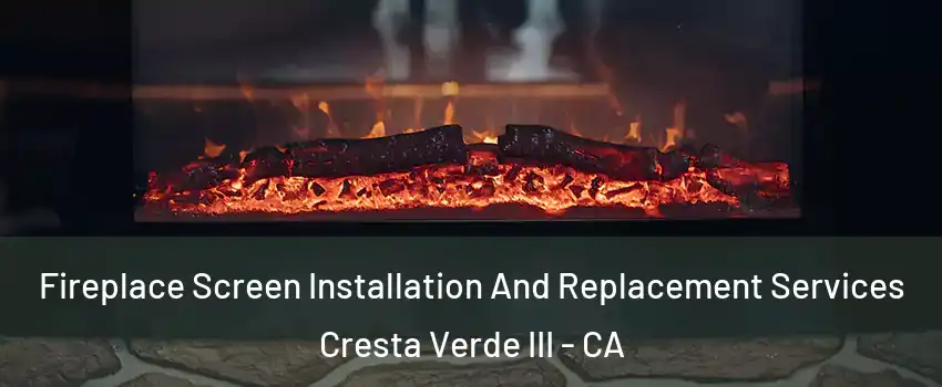 Fireplace Screen Installation And Replacement Services Cresta Verde III - CA